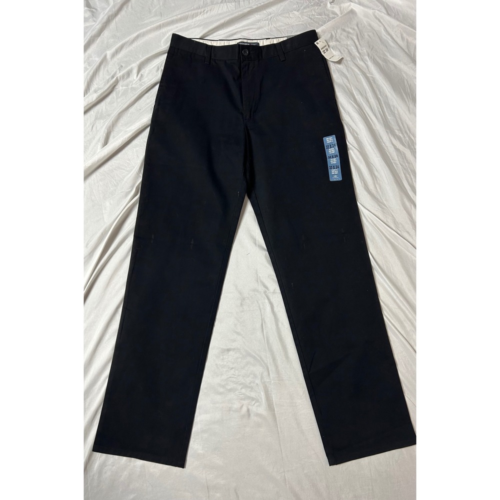 Dockers Mens Straight Fit Chino Pants Black 32x34 Flat Front 466820007 NWT